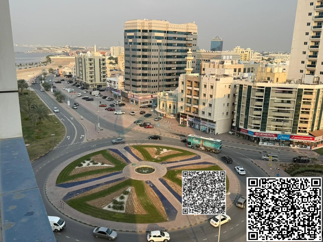 Monthly rental opportunity – Super deluxe furnished one-bedroom apartment with a living room, two bathrooms, and a large balcony | Ajman Corniche, opp