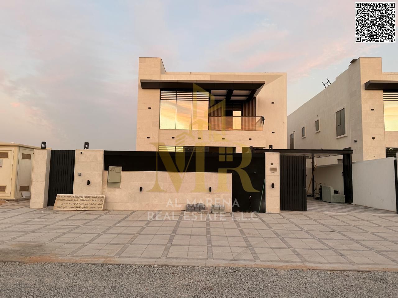 Modern villa for residential or commercial use in Al Muwaihat 1, including water, electricity, and air conditioning - stone facade - freehold ownershi