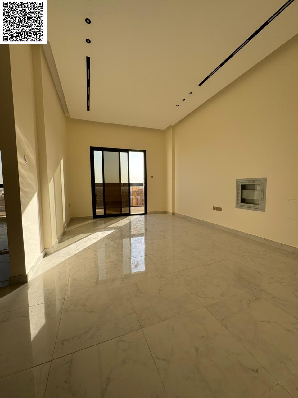 Brand new 2BHK for annual rent in Al Jurf 3 – first tenant, super deluxe finishing, central AC, balcony, and 1 free month