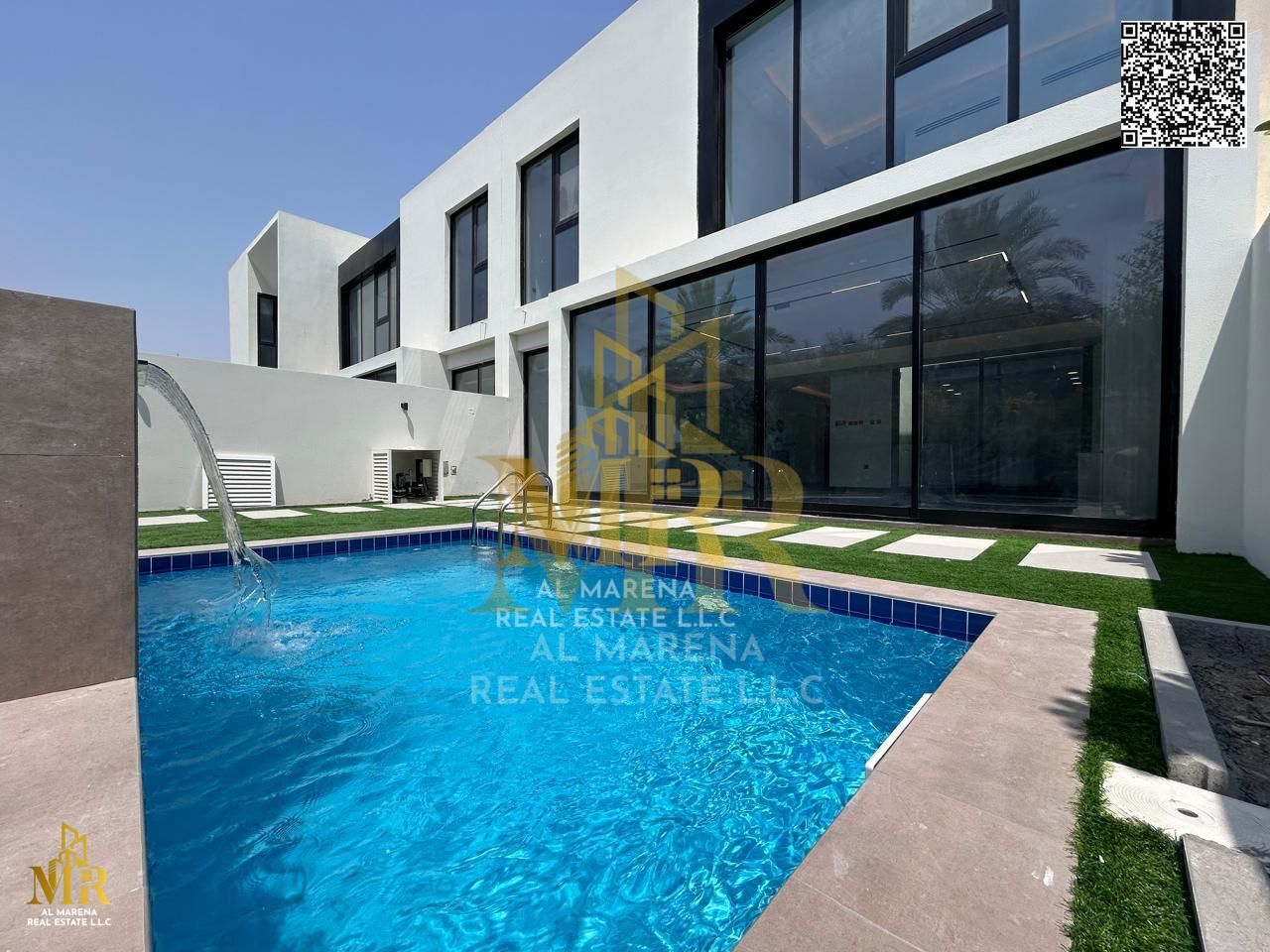 Super modern villa with contemporary design, 4 master bedrooms, spacious living rooms, private garden & pool, price includes electricity, water & AC f