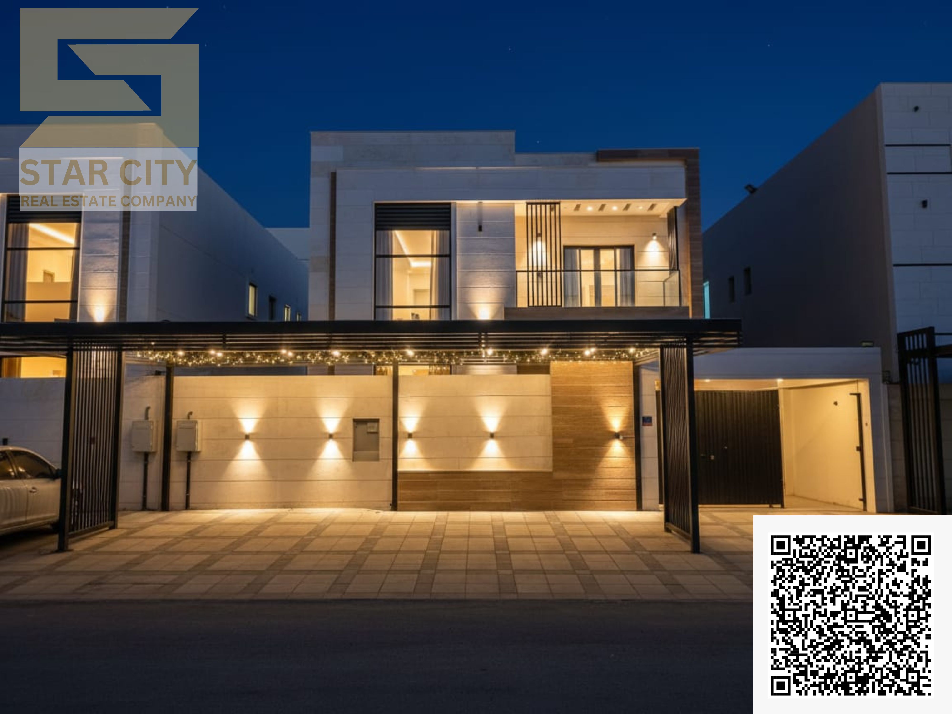 Luxury villa for rent in Al Yasmin, first occupancy, 5 rooms, central air conditioning, price 125k, very prime location