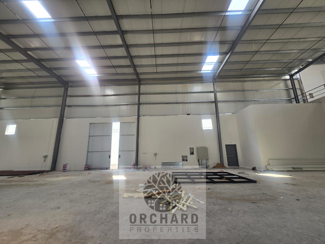 25,000 Sqft Warehouse and 2572 Sqft offices with washroom and also high electricity powered 250KW and the yearly rent is 1,141,460 AED