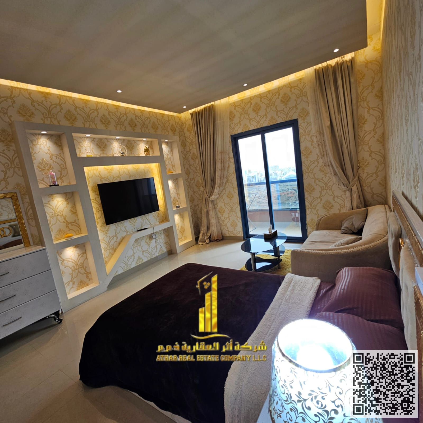 A golden opportunity! Luxurious, fully furnished studio apartment for monthly rent in Al Nuaimiya Towers, Tower C – Ajman