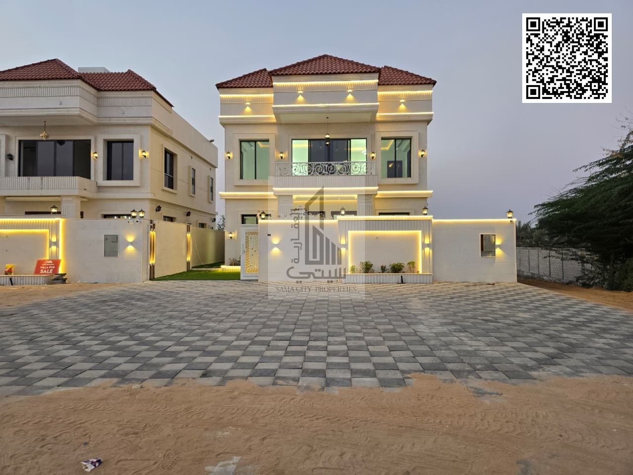 For sale: Super deluxe villa in Al-Haliyo 1 area, large setback, freehold ownership for all nationalities, including registration and ownership fees.