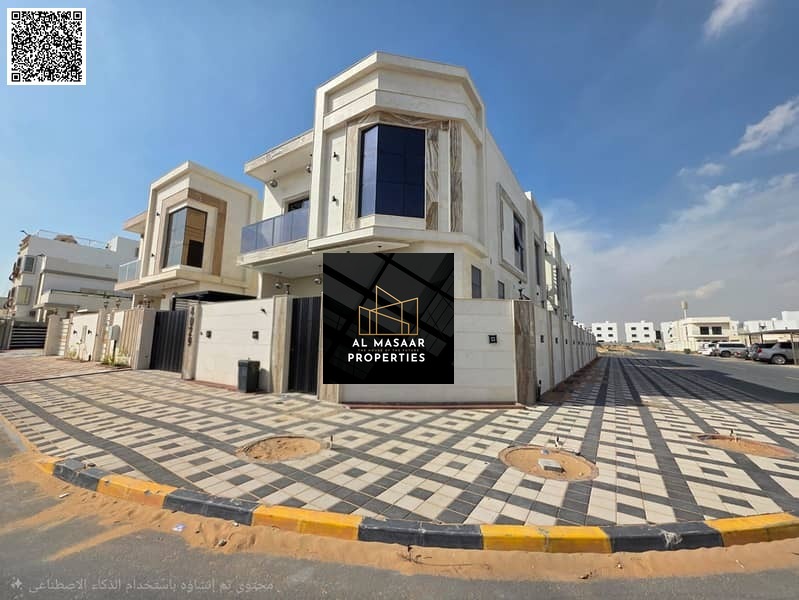 Luxury corner villa with a European design, directly opposite the park in the Al Zahia area. Freehold ownership for life for all nationalities and no