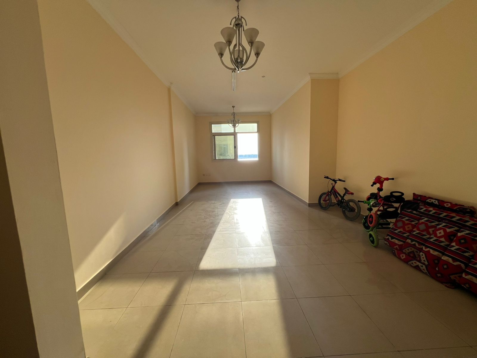 For annual rent in Sharjah, specifically in the Al Khan area: two bedrooms and a living room with an excellent size.