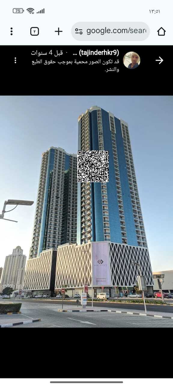 For annual rent in Ajman, a 3-bedroom apartment with a living room is available in Al Waha Tower, overlooking the creek.