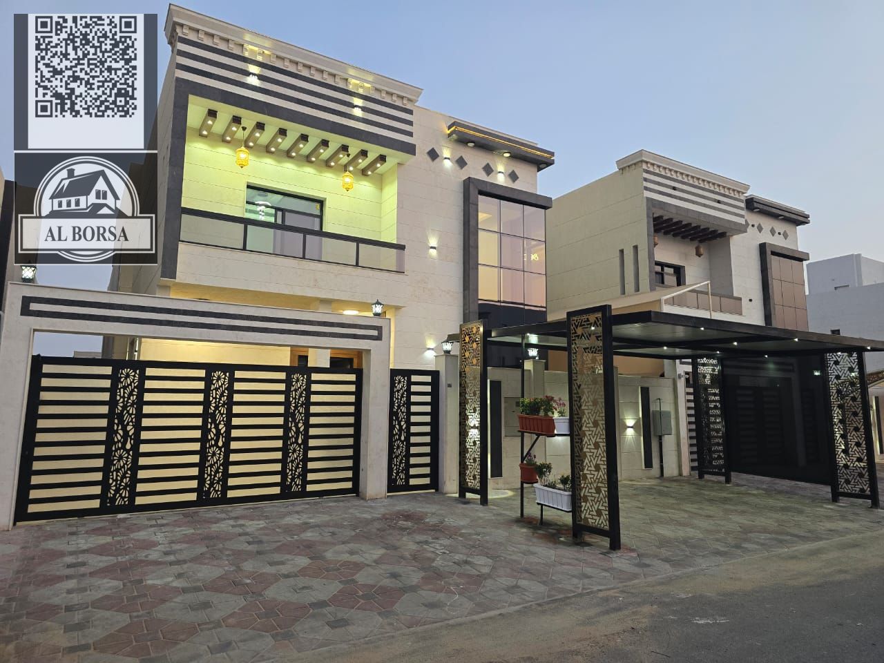 Villa for sale in Al Bahia, Ajman | Land area 3,014 sq ft | Built-up area 3,500 sq ft | 5 bedrooms | Majlis and living room | Maid's room | Central