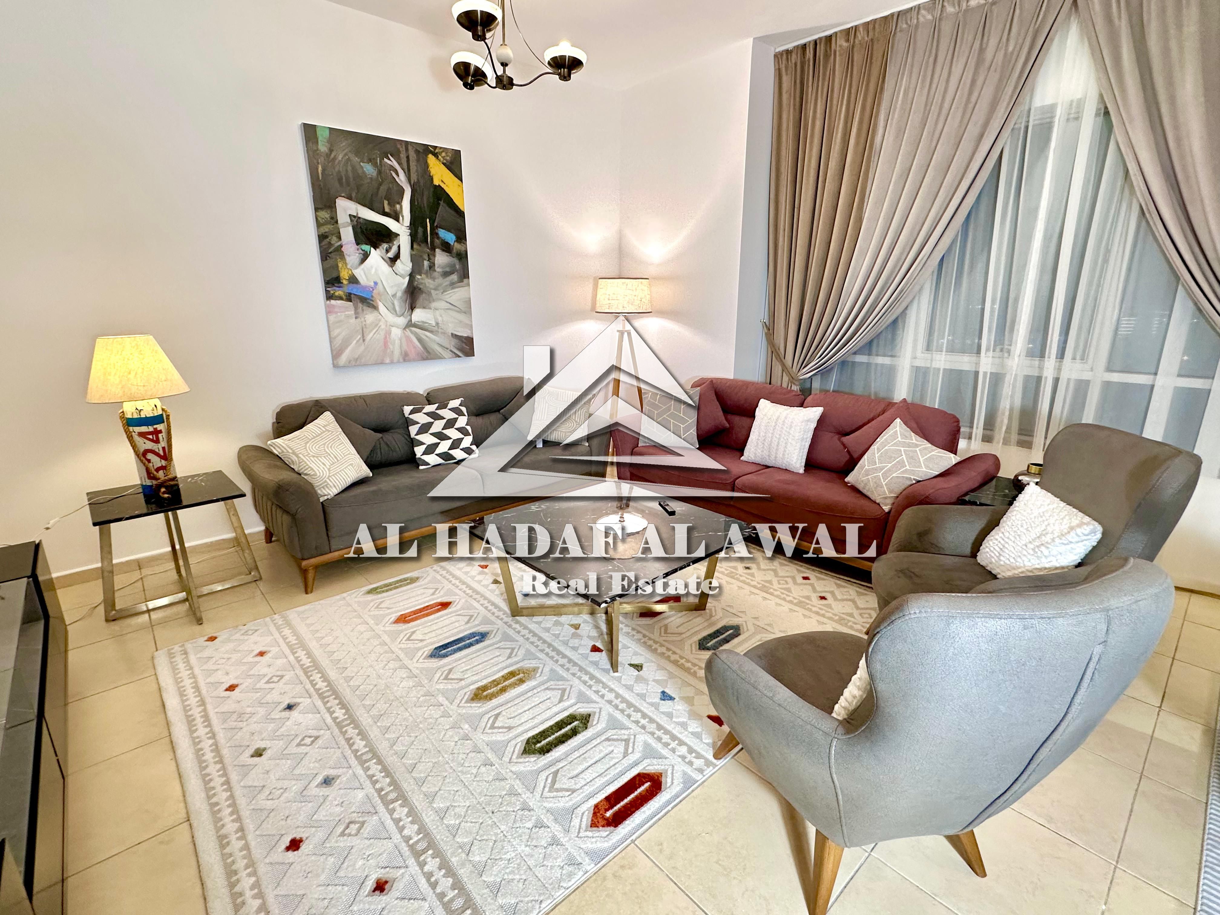 For monthly rent: one bedroom and a hall in Al khan with free internet