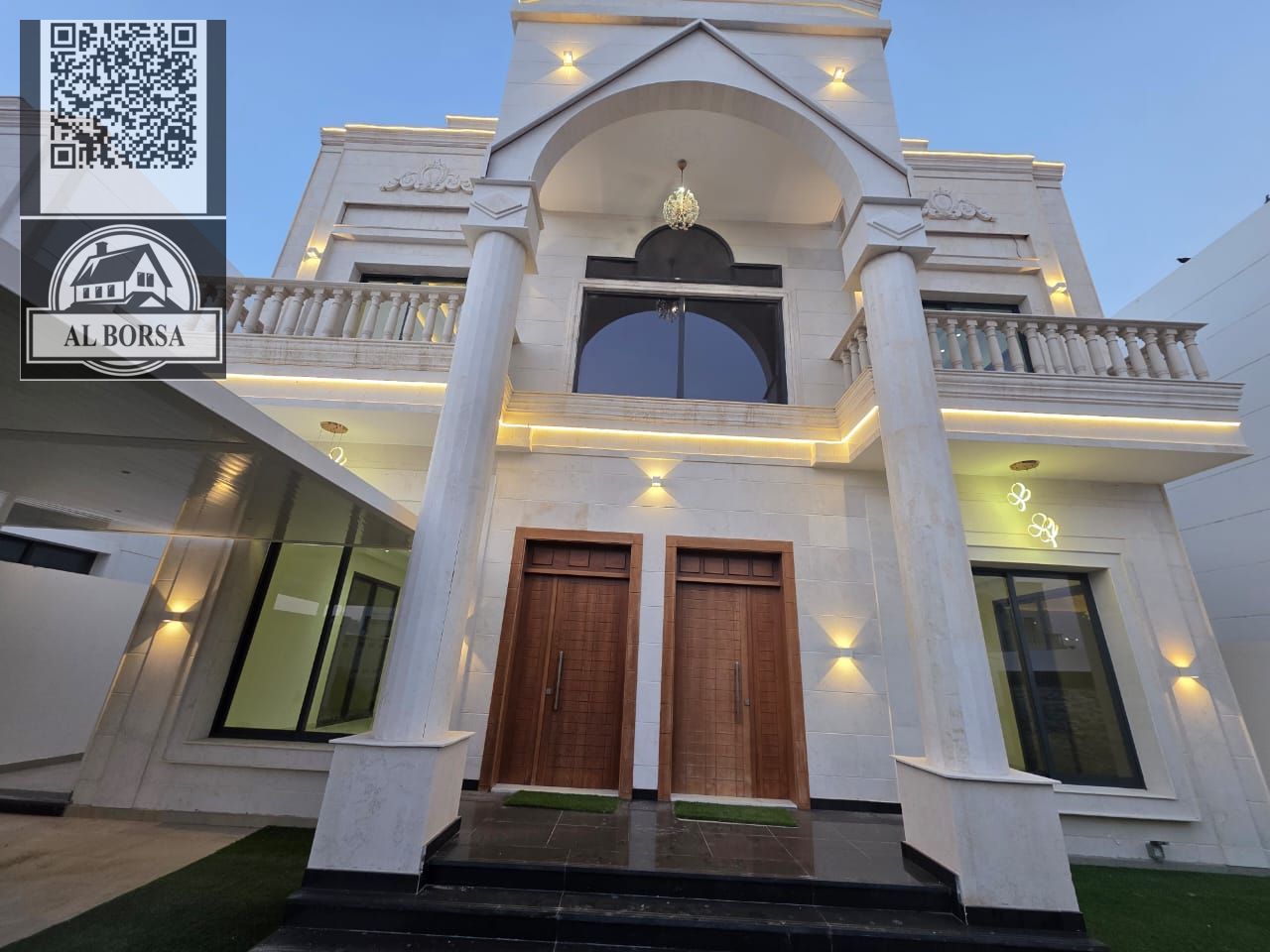Villa for sale in Al Amrah – Ajman | 5 master bedrooms | 2 living rooms + majlis | Kitchen + maid's room | Yard | 4,600 sq ft | Includes AC and ele