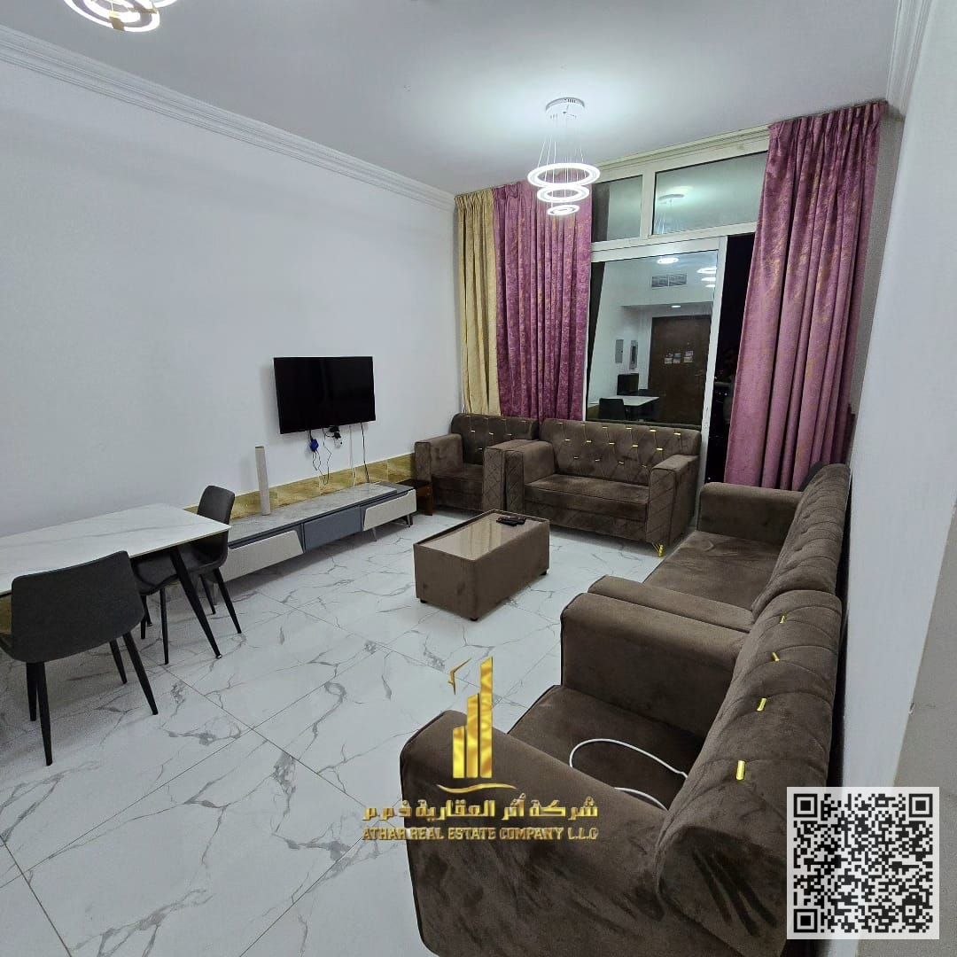 Furnished two-bedroom apartment for monthly rent in Ajman - Al Rashidiya - Oasis Towers Includes bills and internet Gym, swimming pool, parking