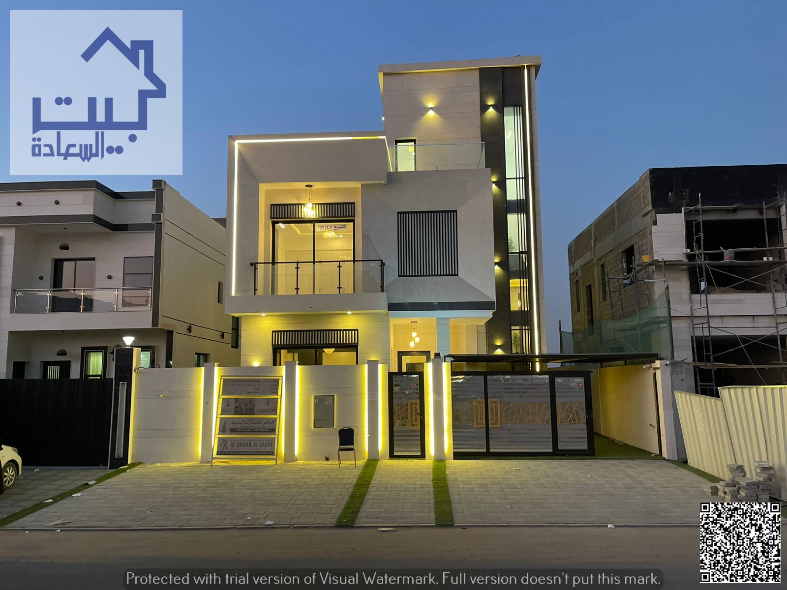 modern villa for sale in Al Helio 2, Ajman (2 floors + roof). Includes water , electricity , ACs , registration & ownership fees. Location. Freehold.