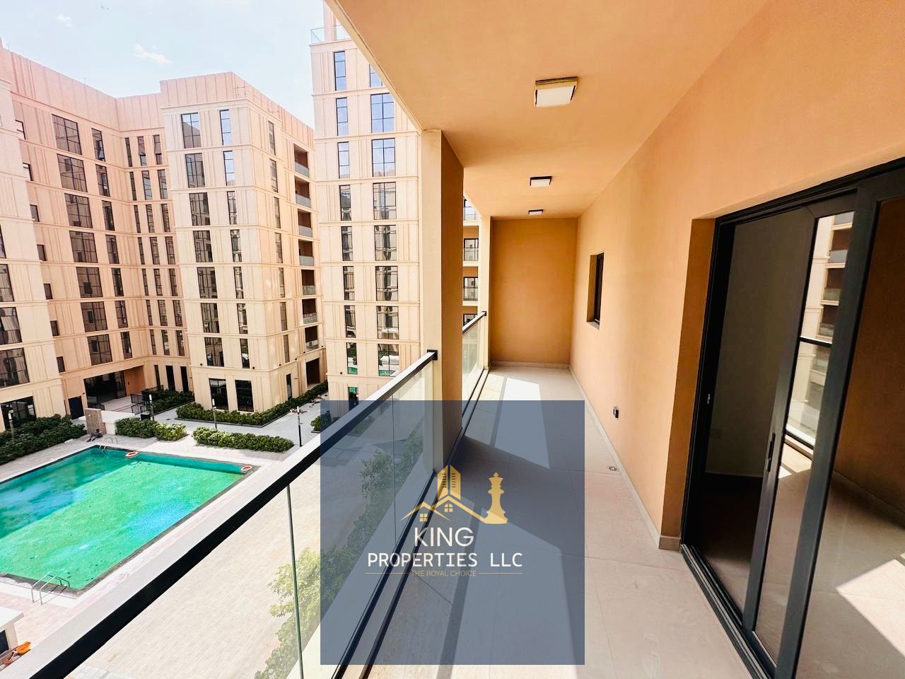 Brand new 3 bhk with balcony with maid room close kitchen pool view for rent Al mamsha Sharjah