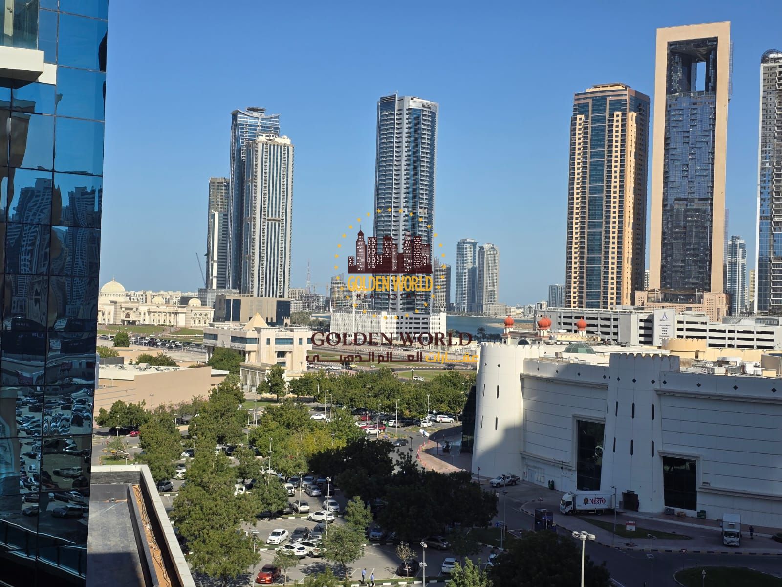 Bright 2BR apartment with balcony in Al Taawun, open view, master bedroom & built-in wardrobes, AED 50,000 yearly.