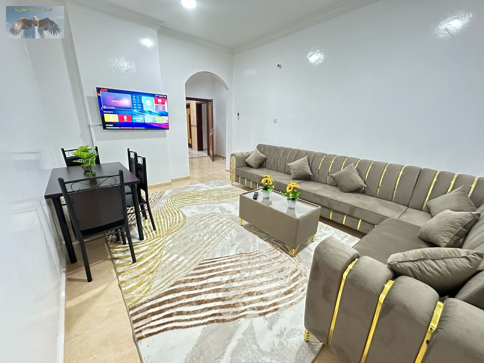 Furnished one-bedroom apartment with a living room for rent in Al Mowaihat 3, near Al Mubarak Markets, including all utilities and internet.