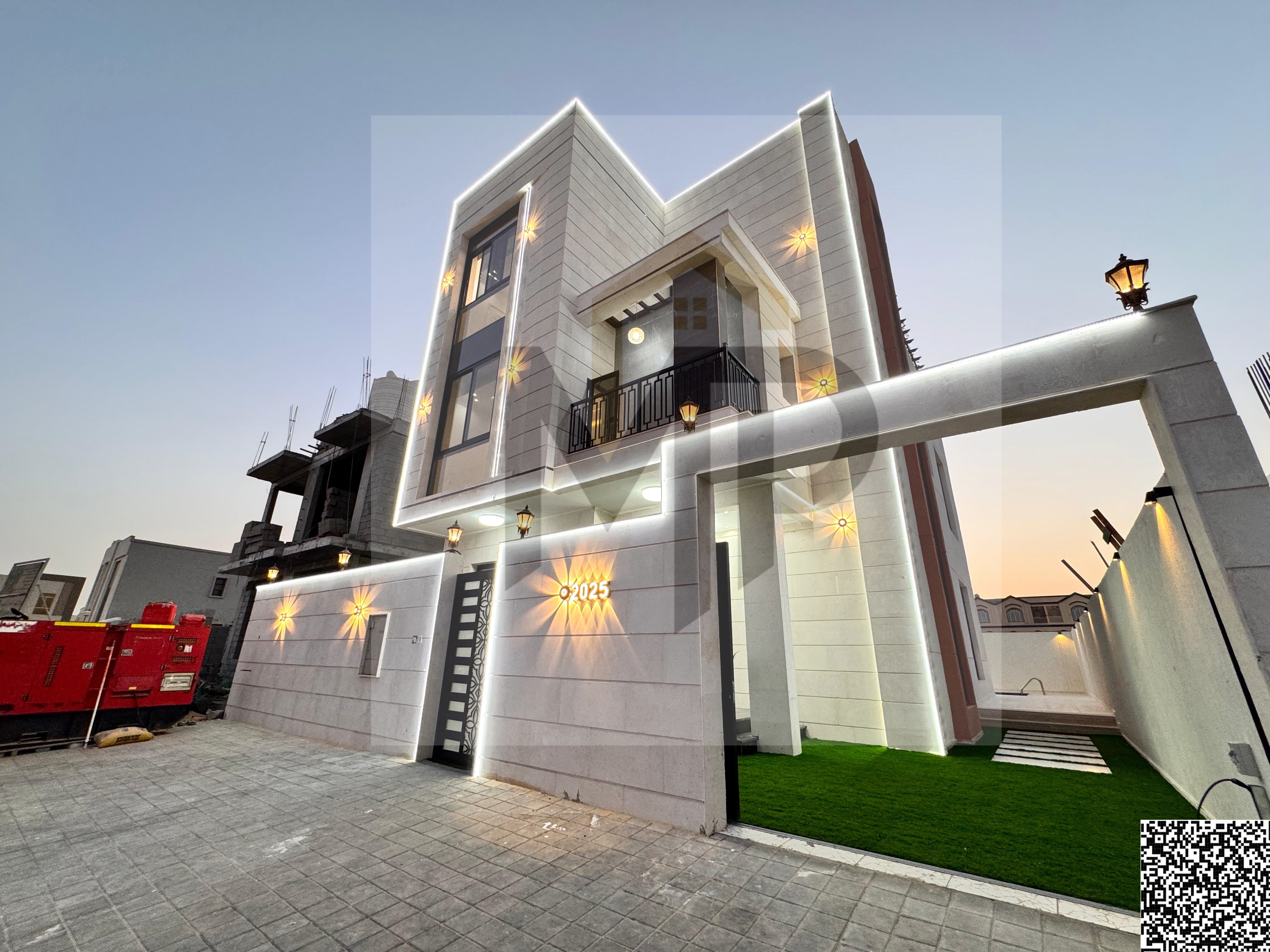 Villa with all-inclusive price (electricity, water, and air conditioning), freehold, on the main street, ready to move in, in one of Ajman's most pres