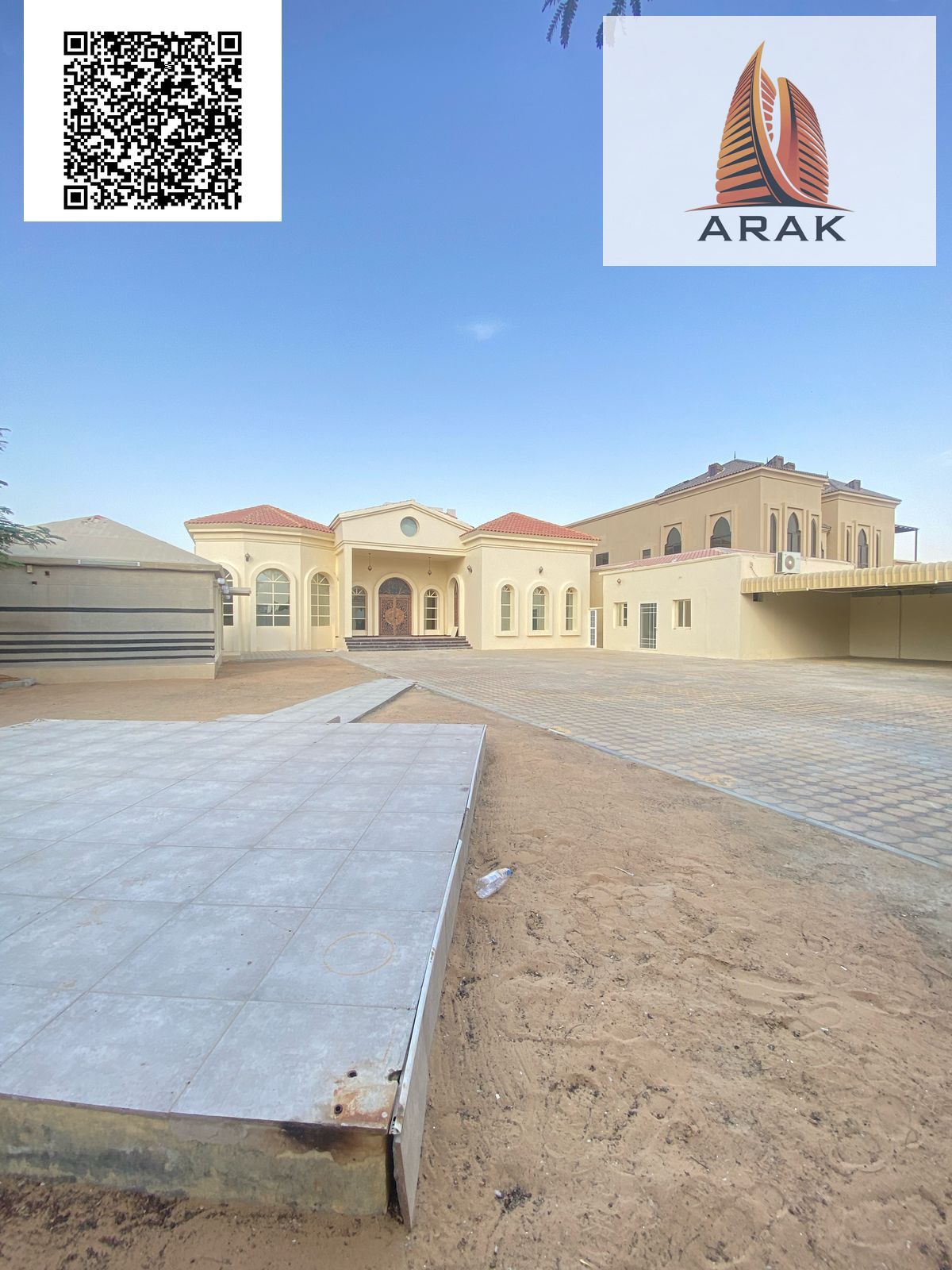 For sale in Al Raqaib area, Ajman, a villa with excellent spaces, close to all services and near Sheikh Mohammed Bin Zayed Road.