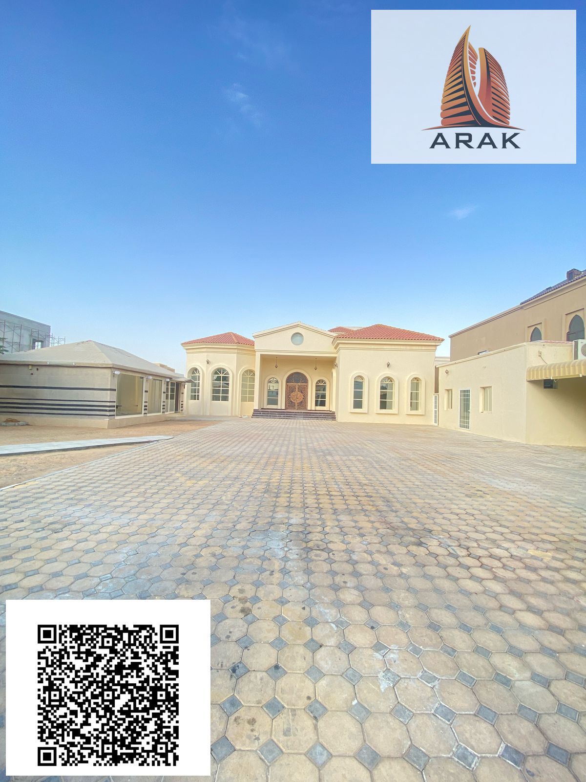Villa for Sale – Single Storey – Corner on Two Streets – Al Raqaib Area, Ajman For sale, a distinctive single-storey villa in a highly strategic loca