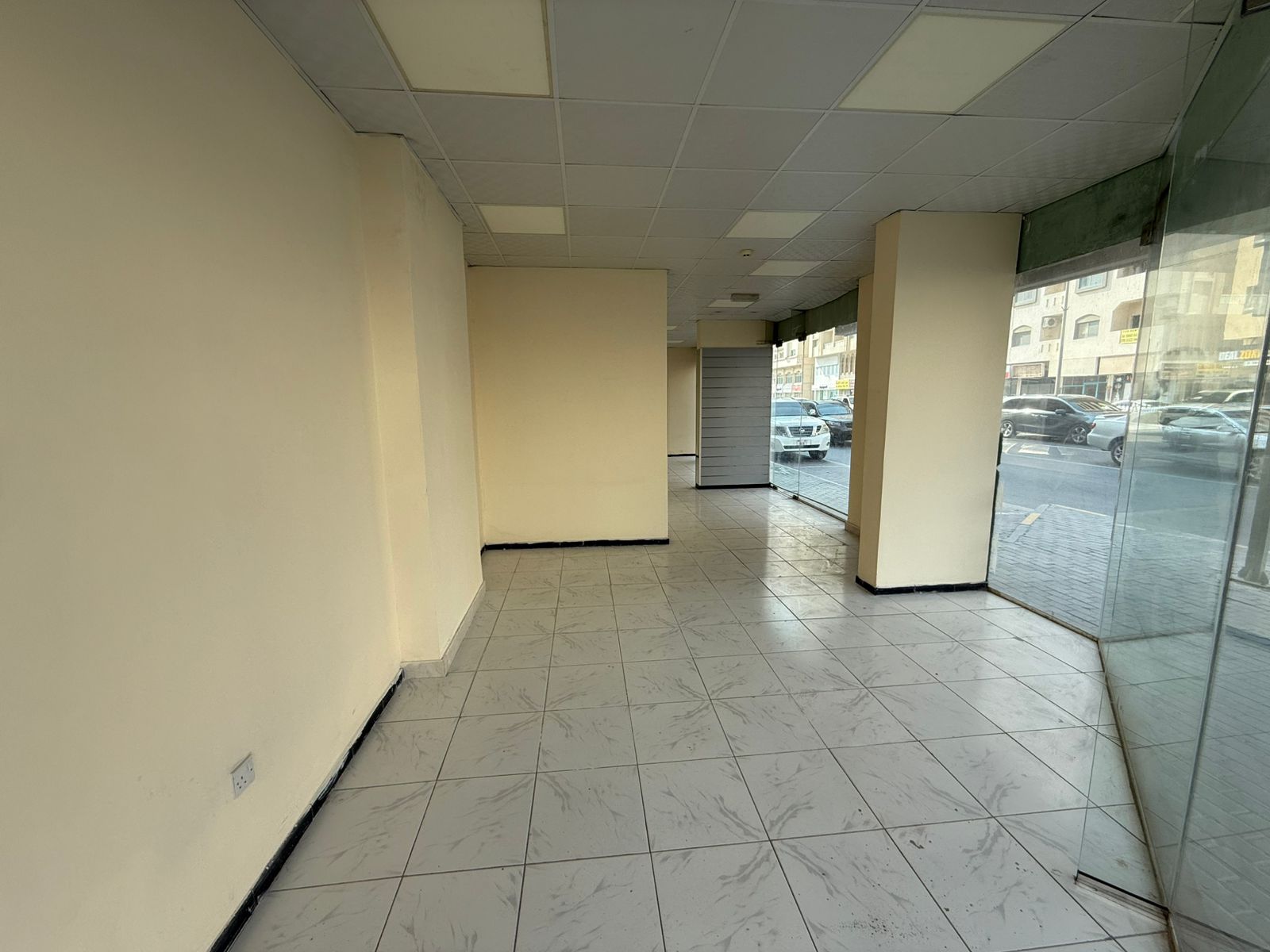 Shop for rent in Al Butina, on the main road, central AC, suitable for all activities