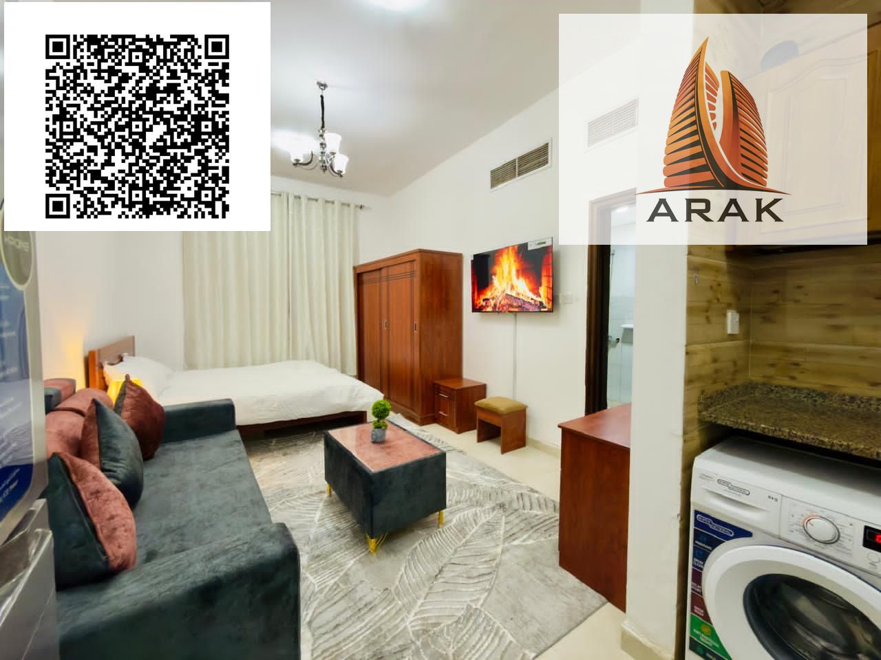 Fully Furnished Studio Apartment for Rent Location: Ajman – Al Rawda 2 Tunis Street Behind Al Rawda Bridge