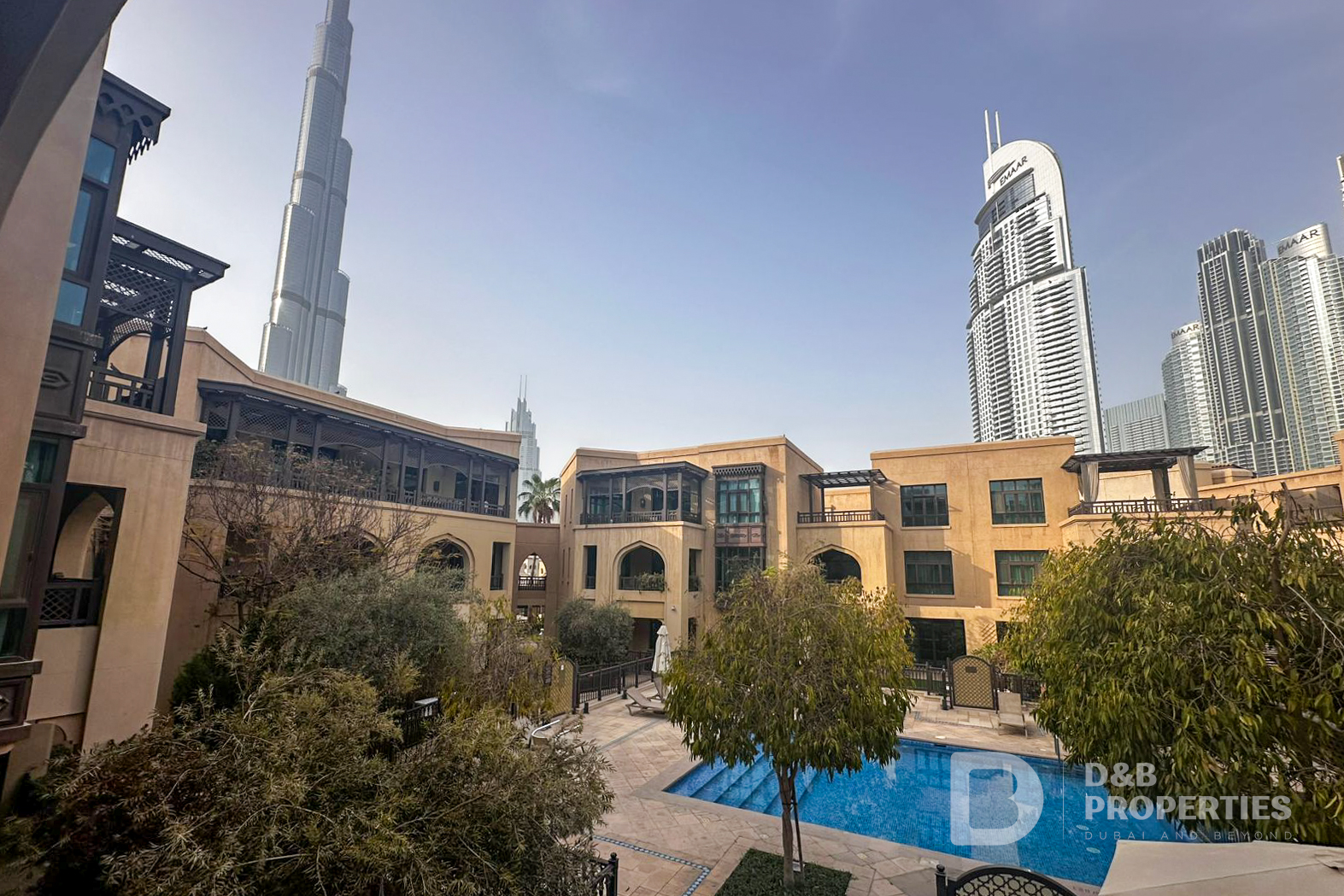 Burj Khalifa and Swimming Pool View | With Study