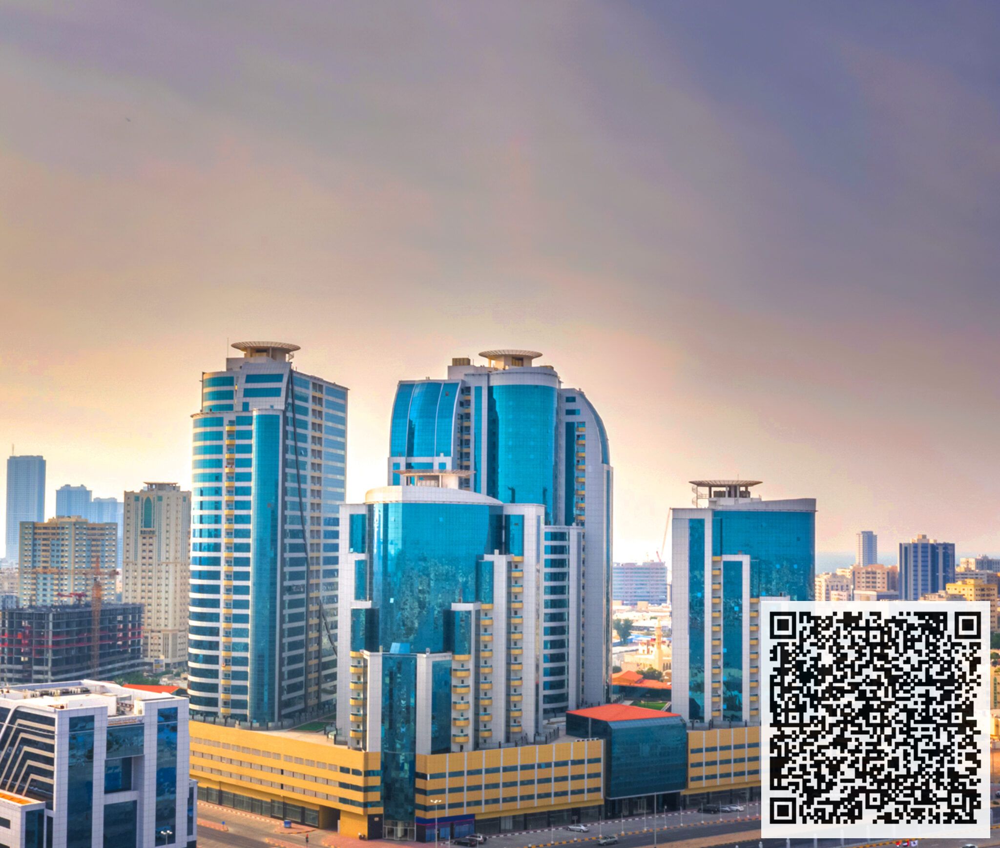 Two-bedroom apartment for sale in Orient Towers – on the Ajman Creek.