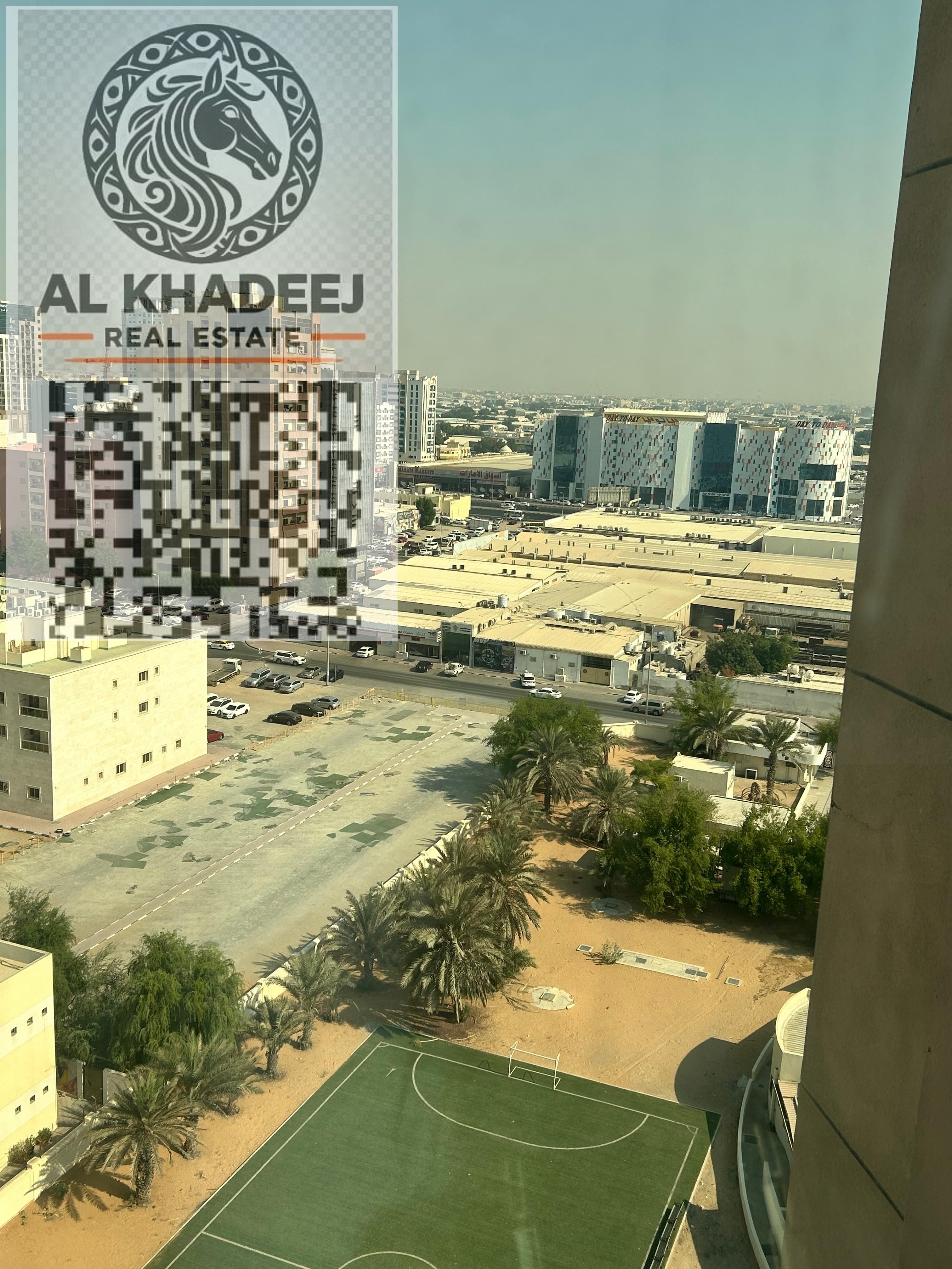 Two-bedroom apartment for sale in Al-Naeema Tower C Open view overlooking Al-Hikma School and Black Ramada, close to all services