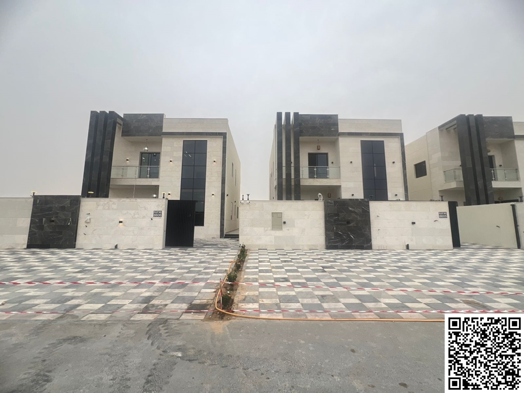 Modern villa in Al Zahiyah area – Ajman. Excellent location on a main street. Two floors. Registration fees included. Land area: 3014 sq ft