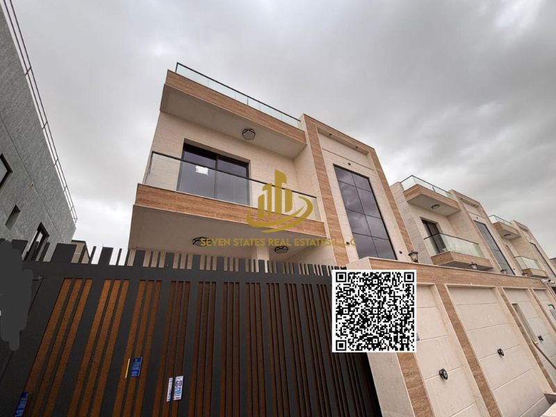 Brand new villa for rent in Al Yasmin, Ajman | 5 master bedrooms | Modern design | Central air conditioning | Spacious areas | Full maintenance is the