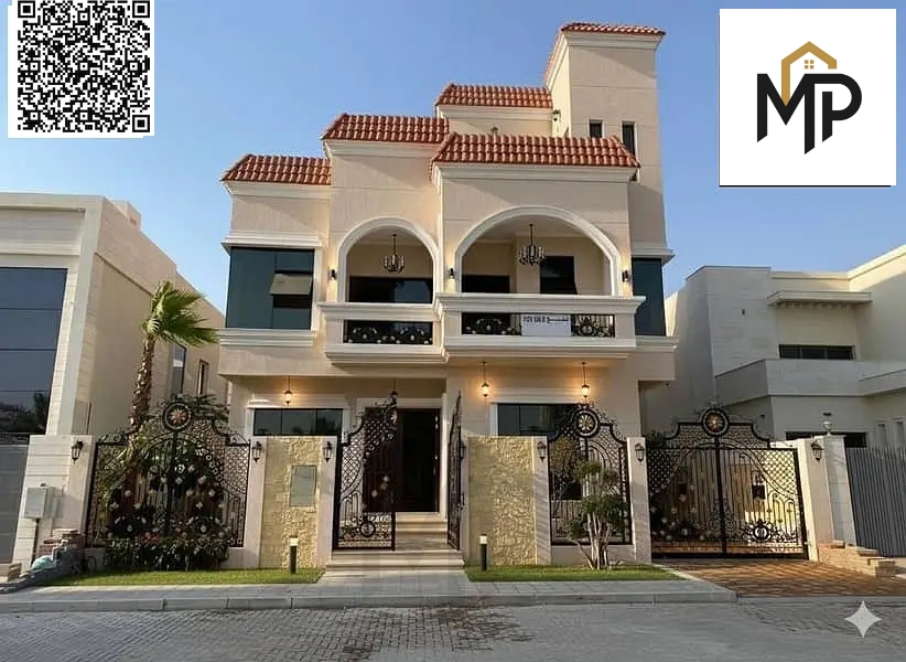 Own the most luxurious villas in Ajman, two floors and a roof with a swimming pool, at a price that includes electricity, water and air conditioning.