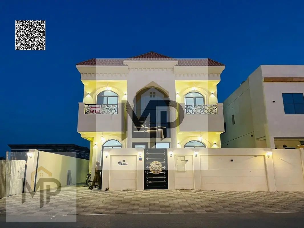 Own a villa with a palace design and super deluxe finishes with no down payment and in a prime location near the mosque and Sheikh Mohammed bin Zayed