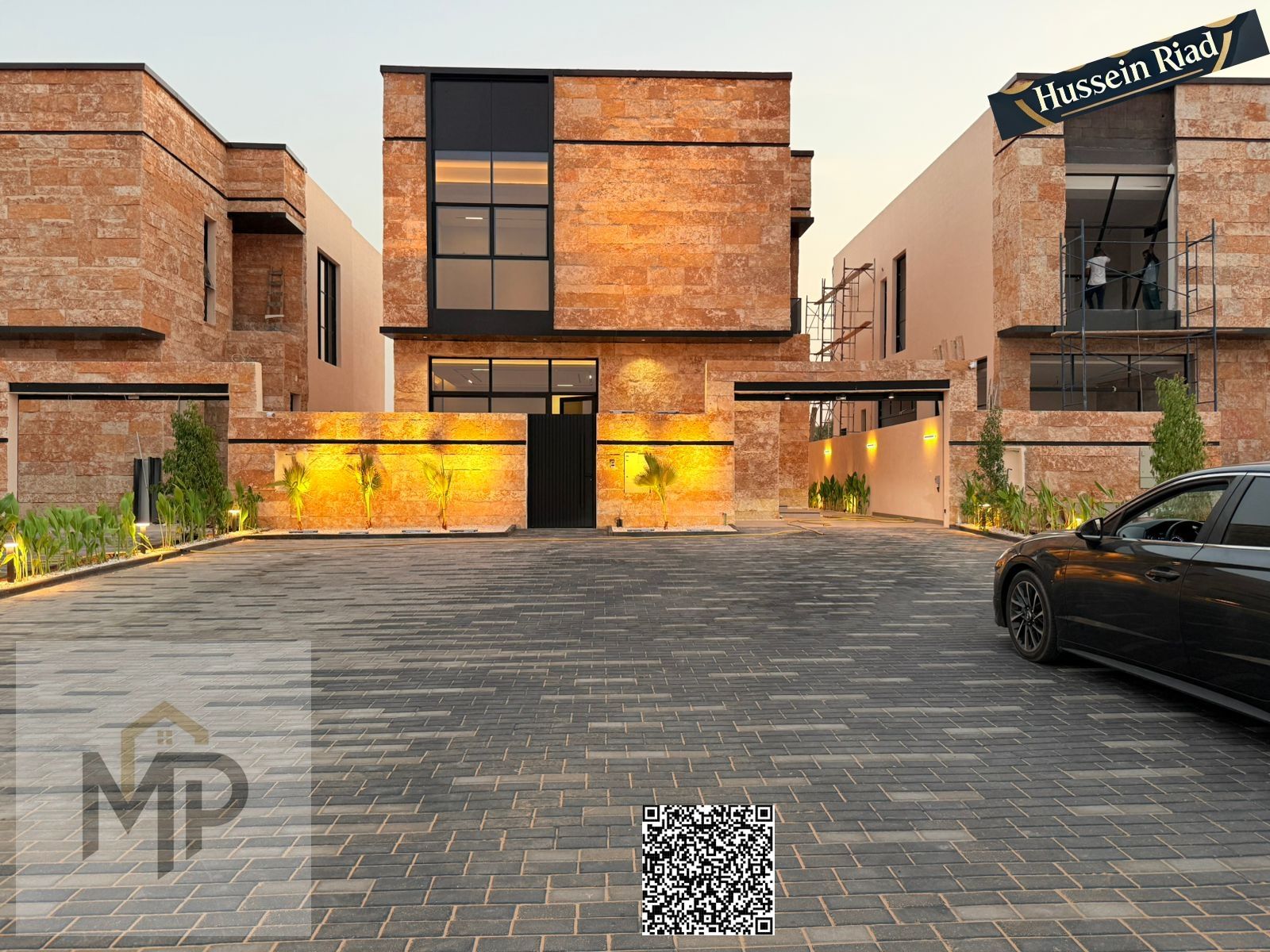Villa for sale directly from the owner in Al Zahya with a 20-meter front setback and a stone facade. The villa includes registration and ownership fee