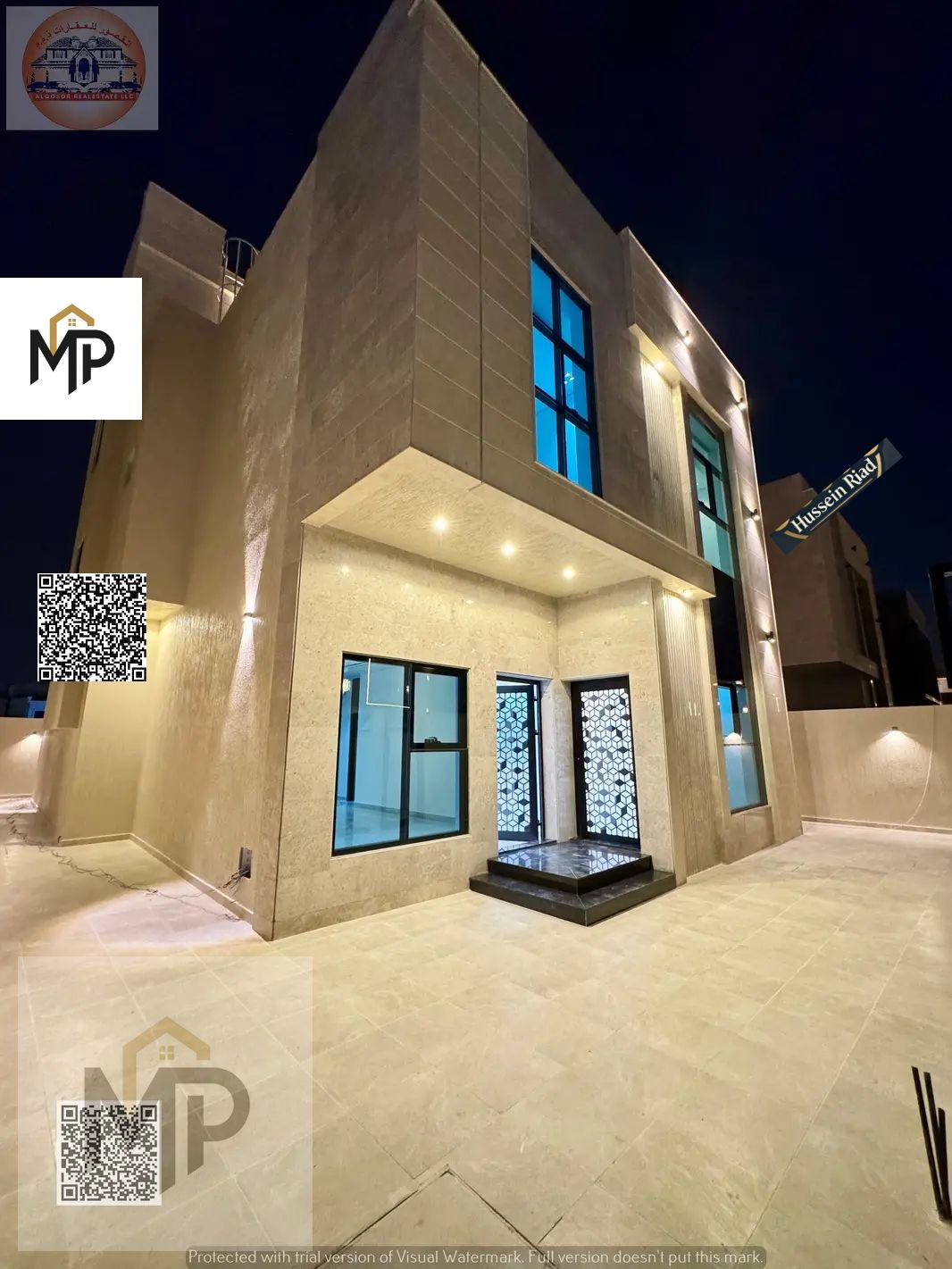 Corner villa for sale, modern design, registration fees included, price negotiable. Two floors and a roof.