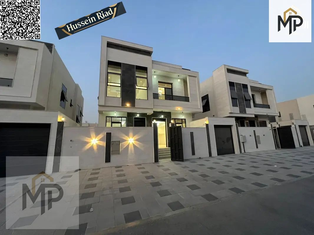 Luxury villa in the best residential location in Ajman, near Mohammed Bin Zayed exit - includes air conditioning with payment facilities