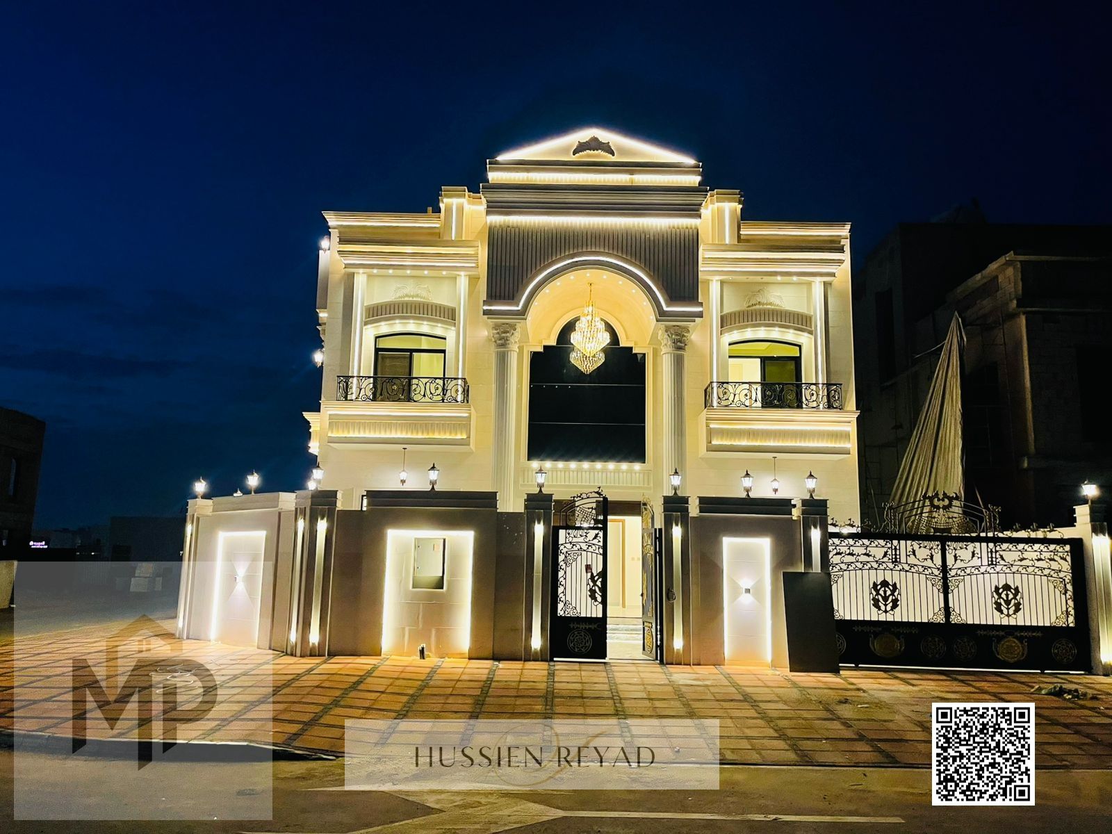 A luxurious, modern corner villa with a full stone facade and an ultra-luxurious interior with top-of-the-line hotel-style finishes, including registr