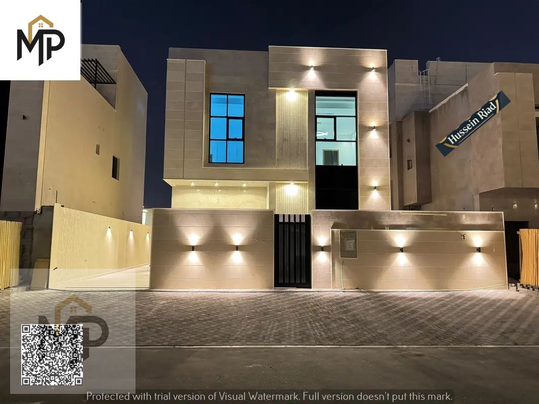 Two-story villa with a roof terrace, 6 master bedrooms, in Al-Amirah, near Mohammed Bin Zayed, price including registration and ownership fees.