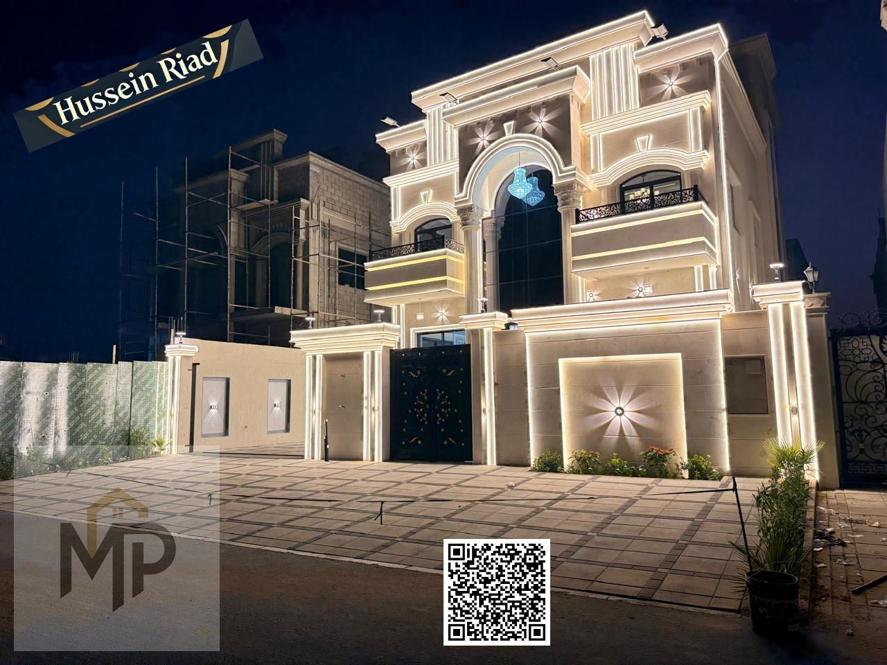 6-bedroom villa for sale | Al Zahia – Ajman | Two floors + roof + garden. Price includes fees, water, electricity, and air conditioning.