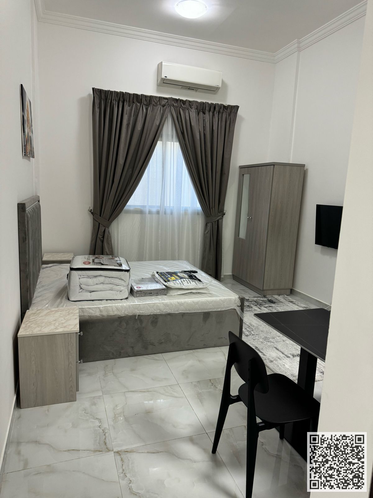 Fully furnished studio apartment for monthly rent in Ajman, Al Rawdah 3 - Alexandria Street Includes bills and internet Ready to move in