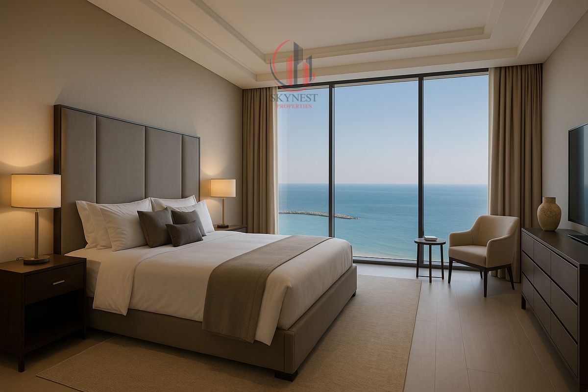3-Bedroom + Maid's Room Fully Furnished Apartment with Direct Sea View on Al Khan Beach | Al Ghaf Tower
