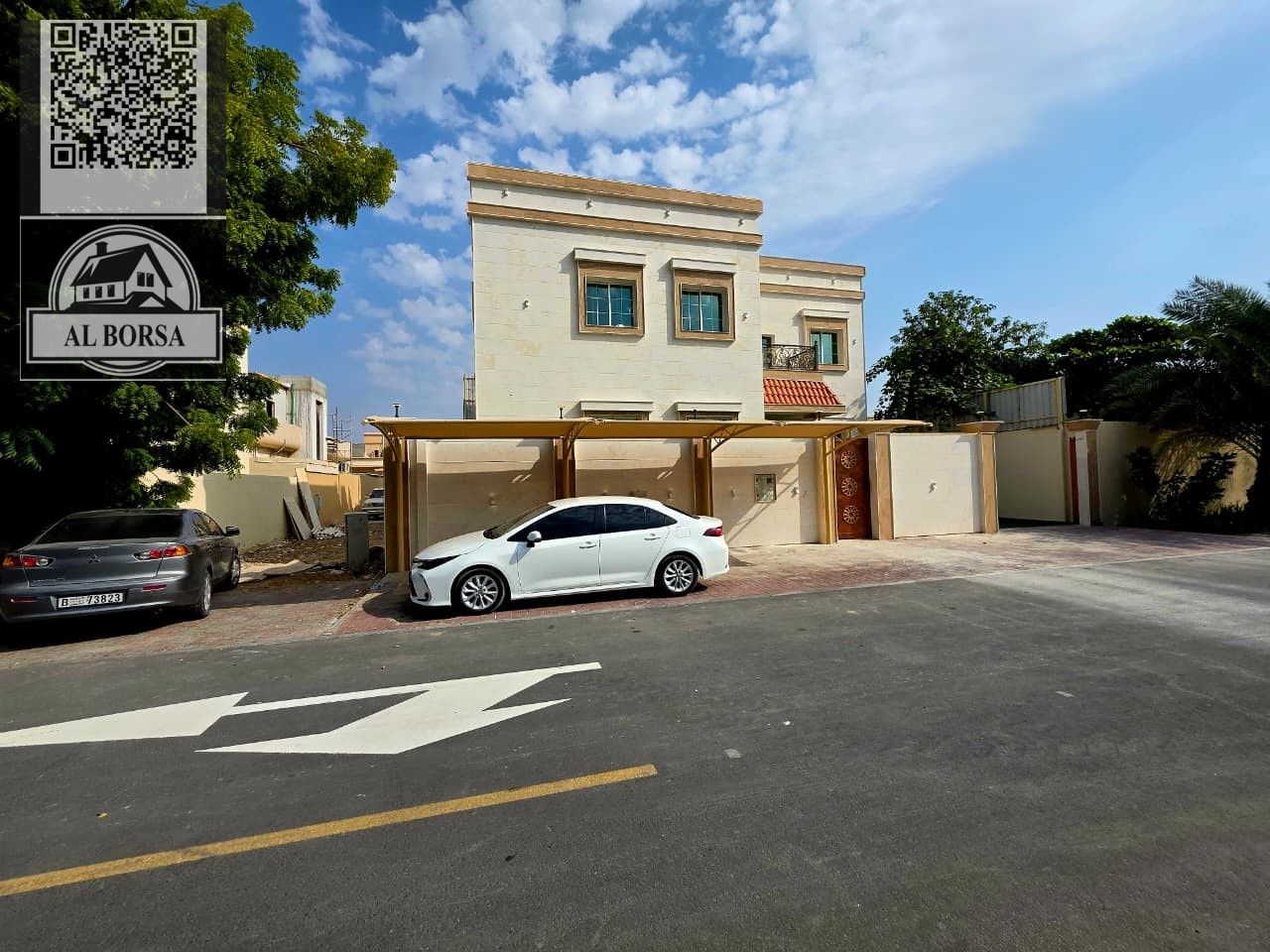 Villa for sale in Al Rawda | 5 master bedrooms | Opposite a mosque | Includes electricity, water, and air conditioning | Land area ~4,000 sq ft | A