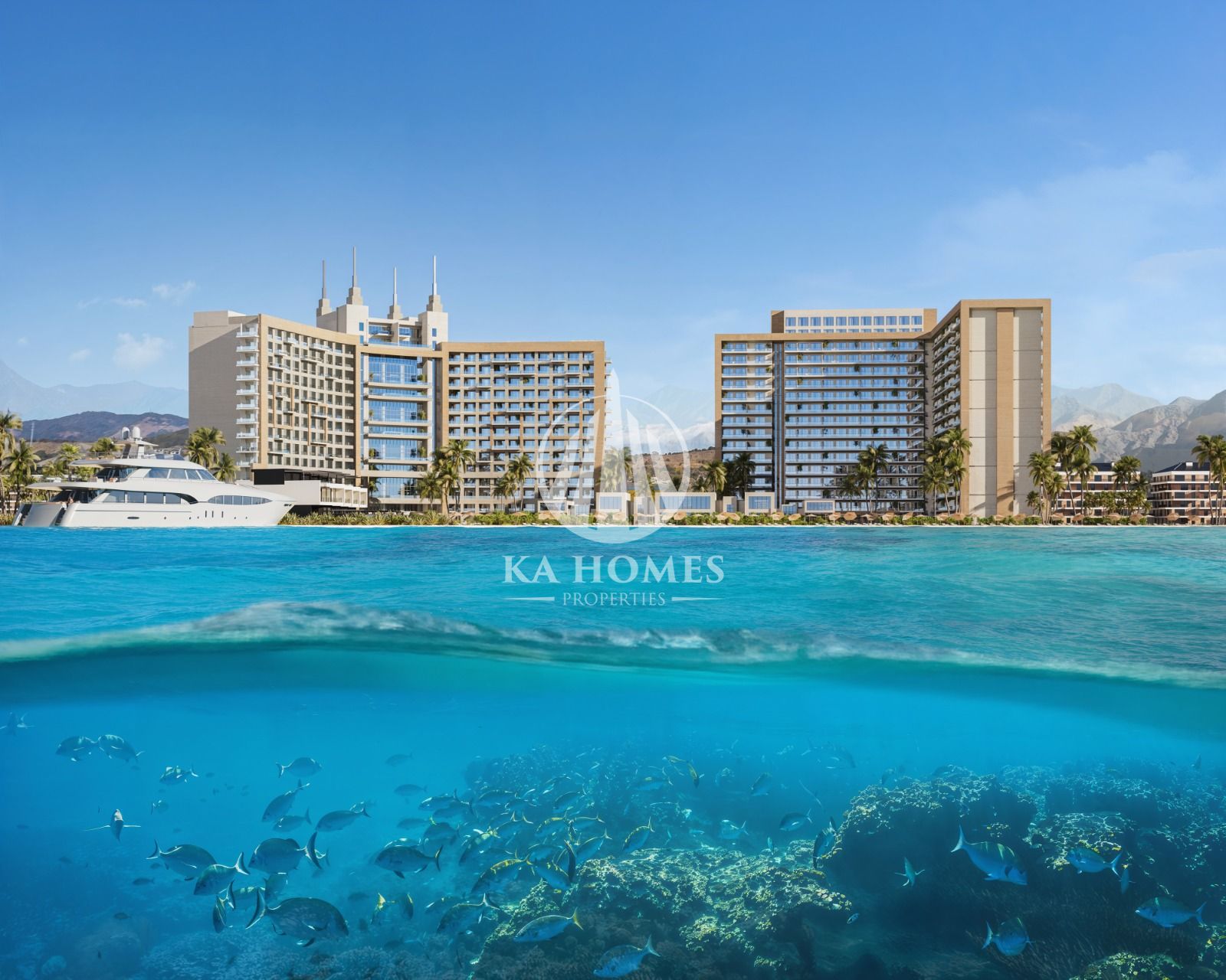 Two rooms in Fujairah with open sea view | 2 BHK + 3 bathrooms + balcony | Modern finishes |