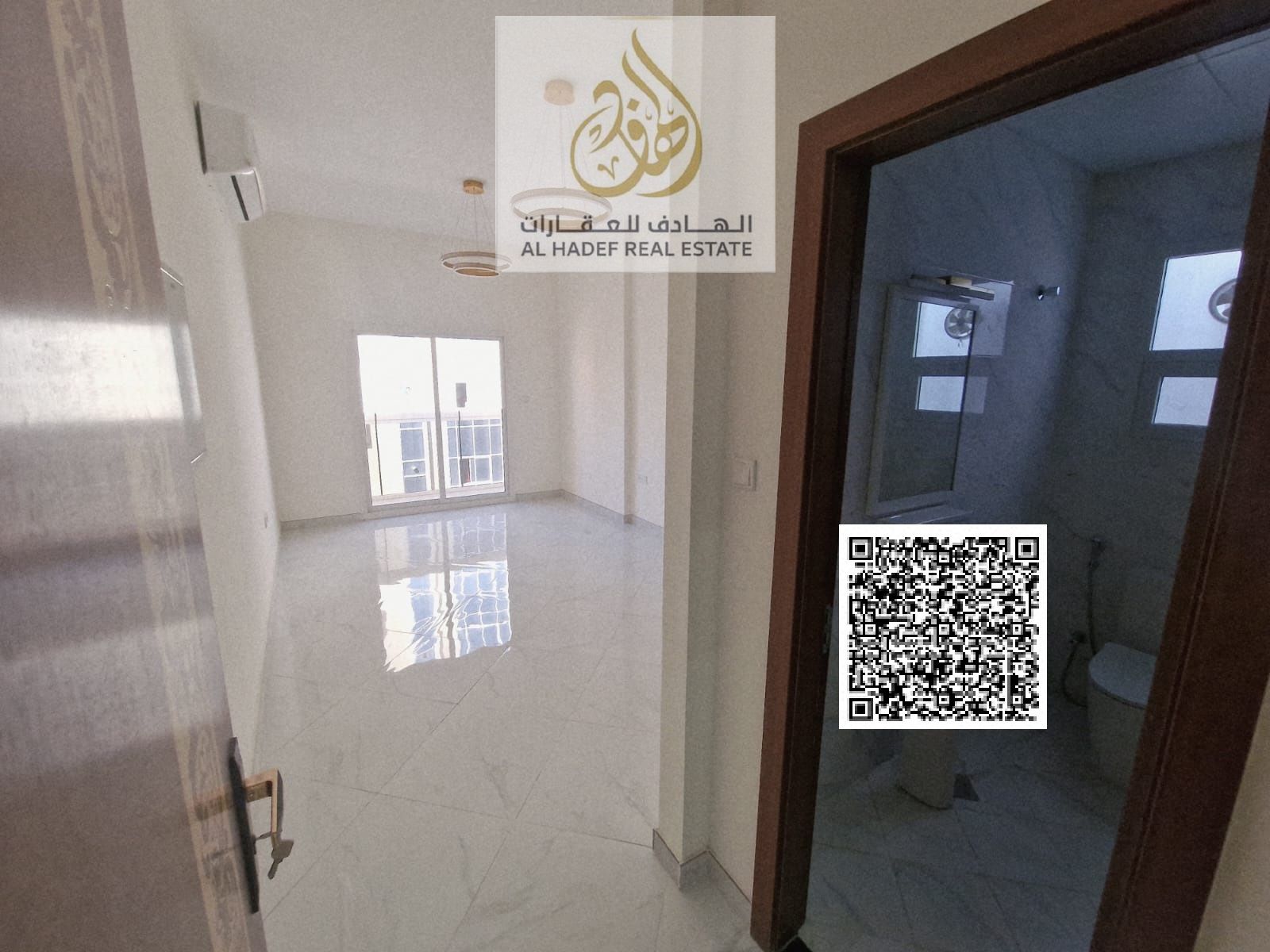 For rent in Ajman, first occupancy, two bedrooms, living room, 3 bathrooms and balcony in Al Nuaimiya on Al Ittihad Street next to D2D and Gift Way. P