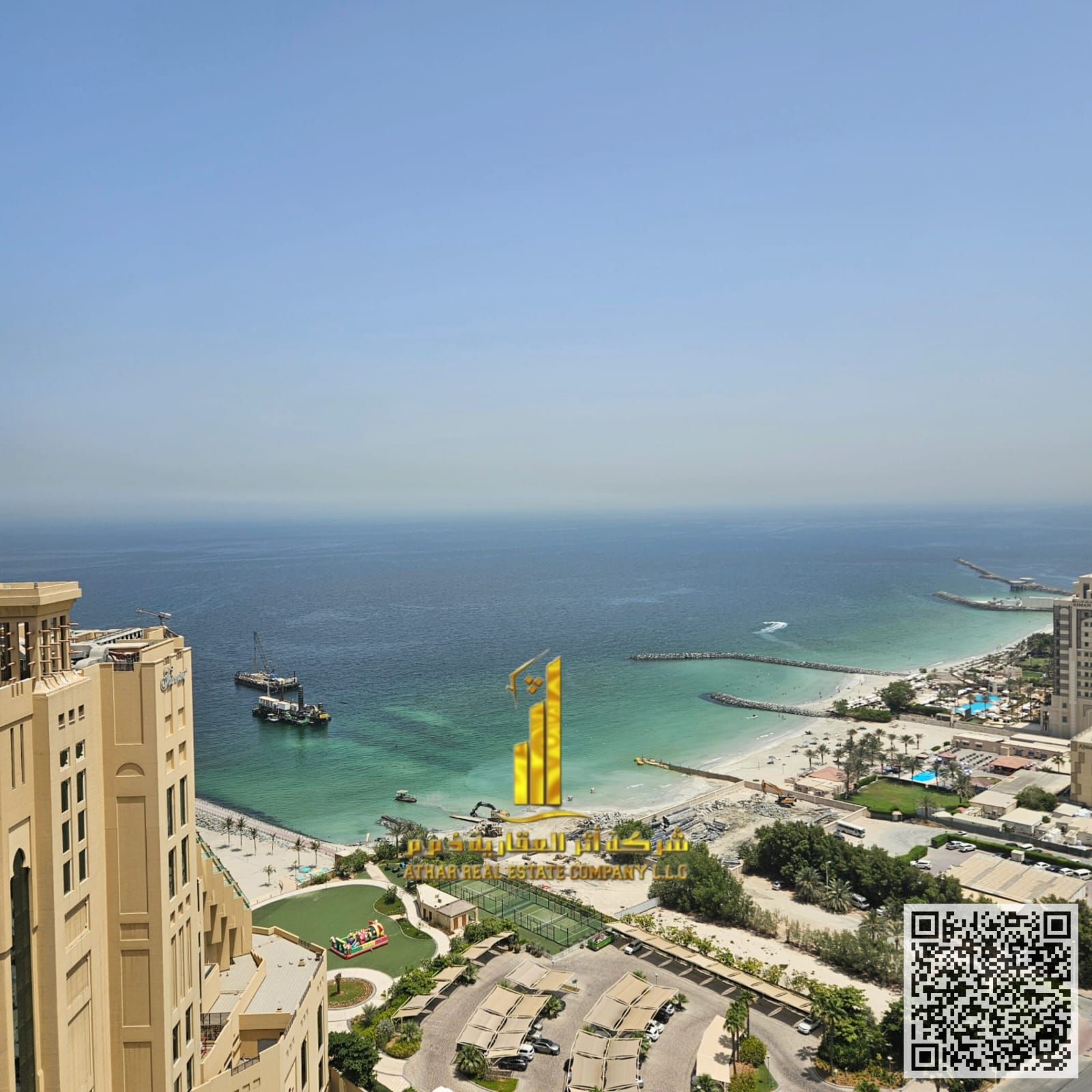 With a sea view, the most luxurious and elegant fully furnished VIP bedroom and living room is available for monthly rent in Al Ittihad Tower.