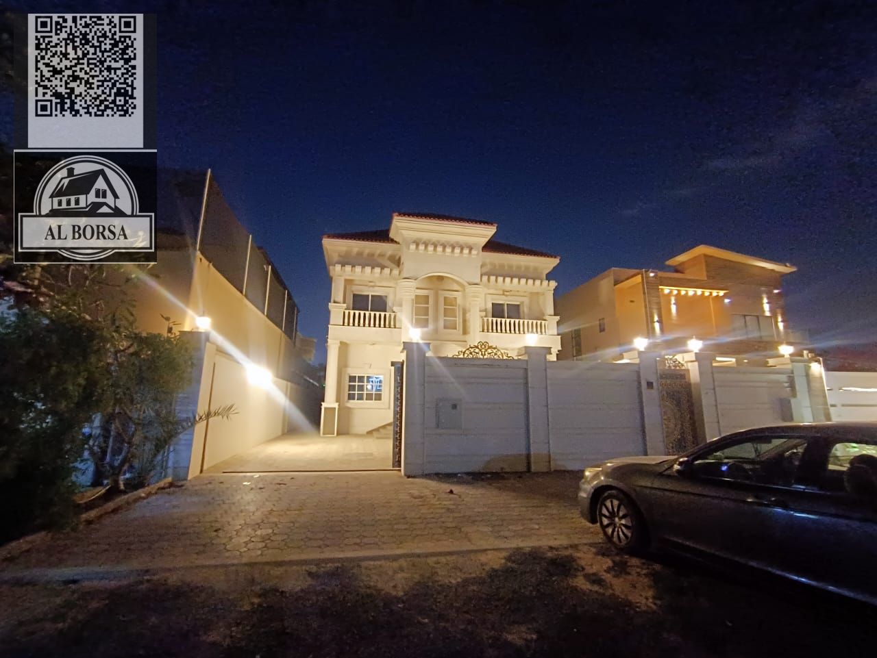 Villa for rent in Al Muwaihat 1, Ajman, consisting of 5 master bedrooms, a majlis, a living room with a kitchen and a maid's room