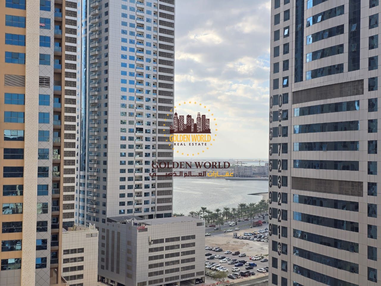 1BR apartment for rent in Al Khan, Sharjah, near Al Tarboush Syrian Restaurant, prime location, peaceful living, AED 35,000/year.