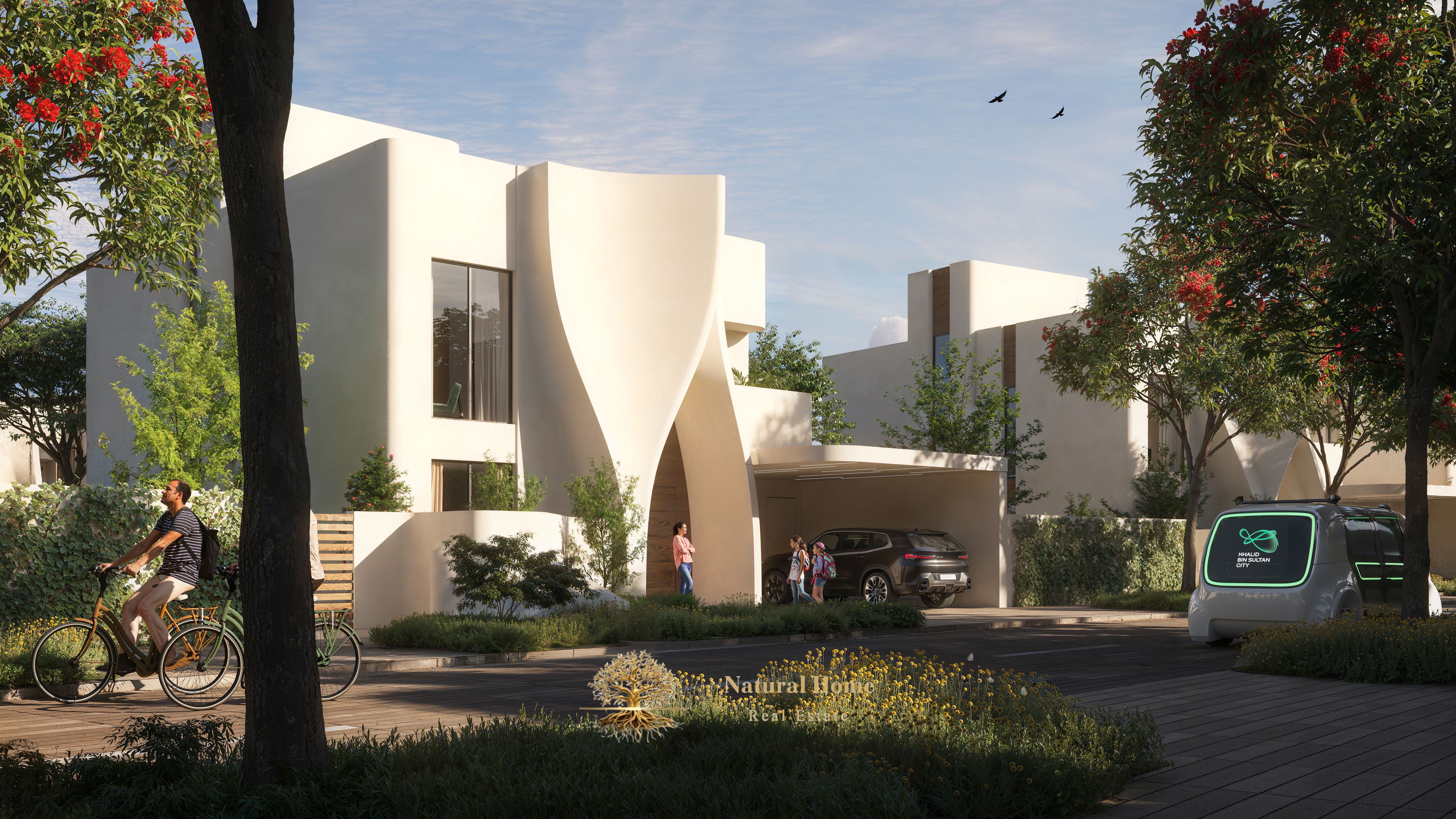 Your mini family palace: 4-bedroom townhouse with royal spaces and an incredible price in the sustainable Khalid Bin Sultan Community.