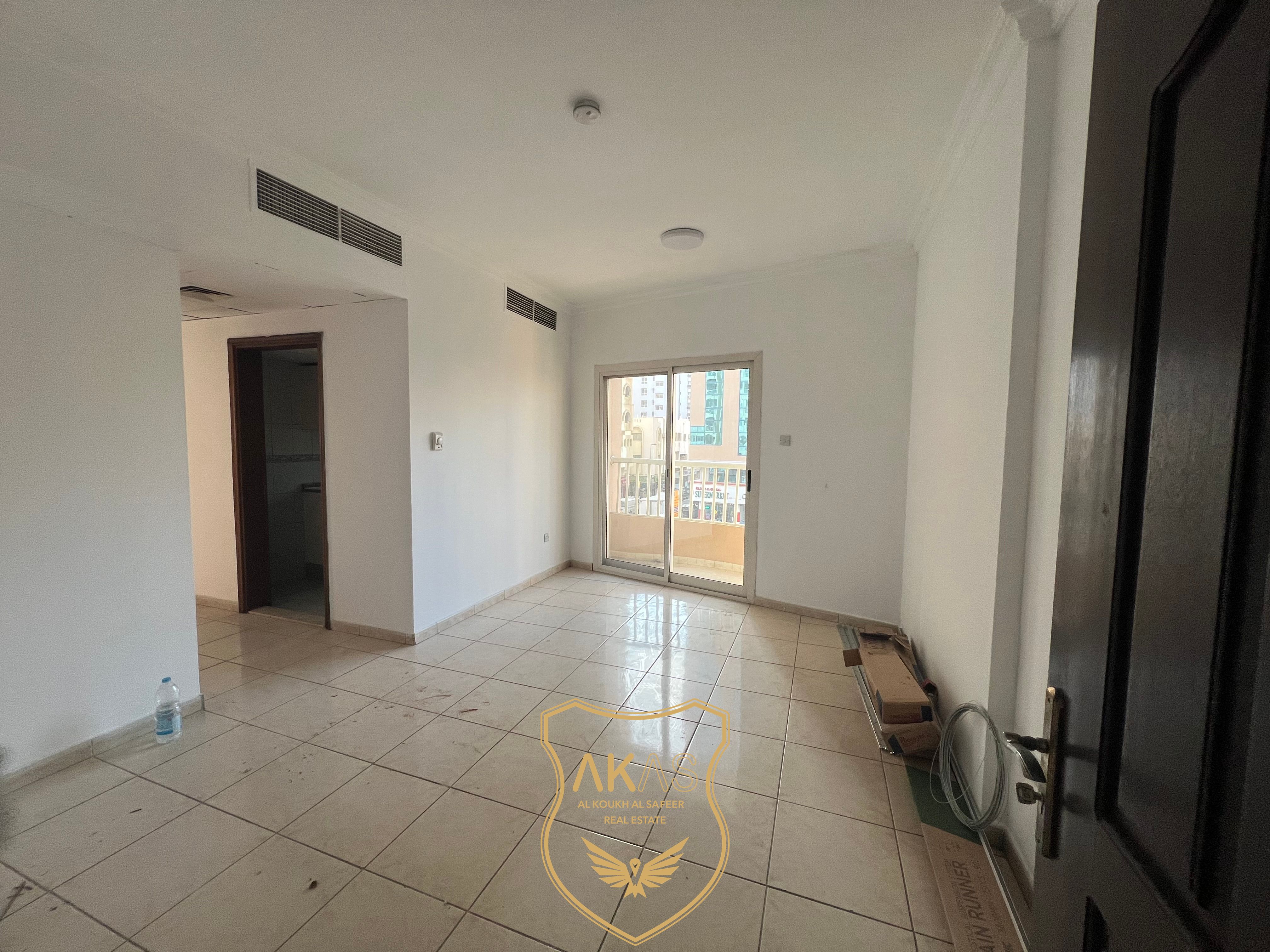 1BHK for family with central Ac & Balcony no any security Deposit amount Al Ghuwair Sharjah