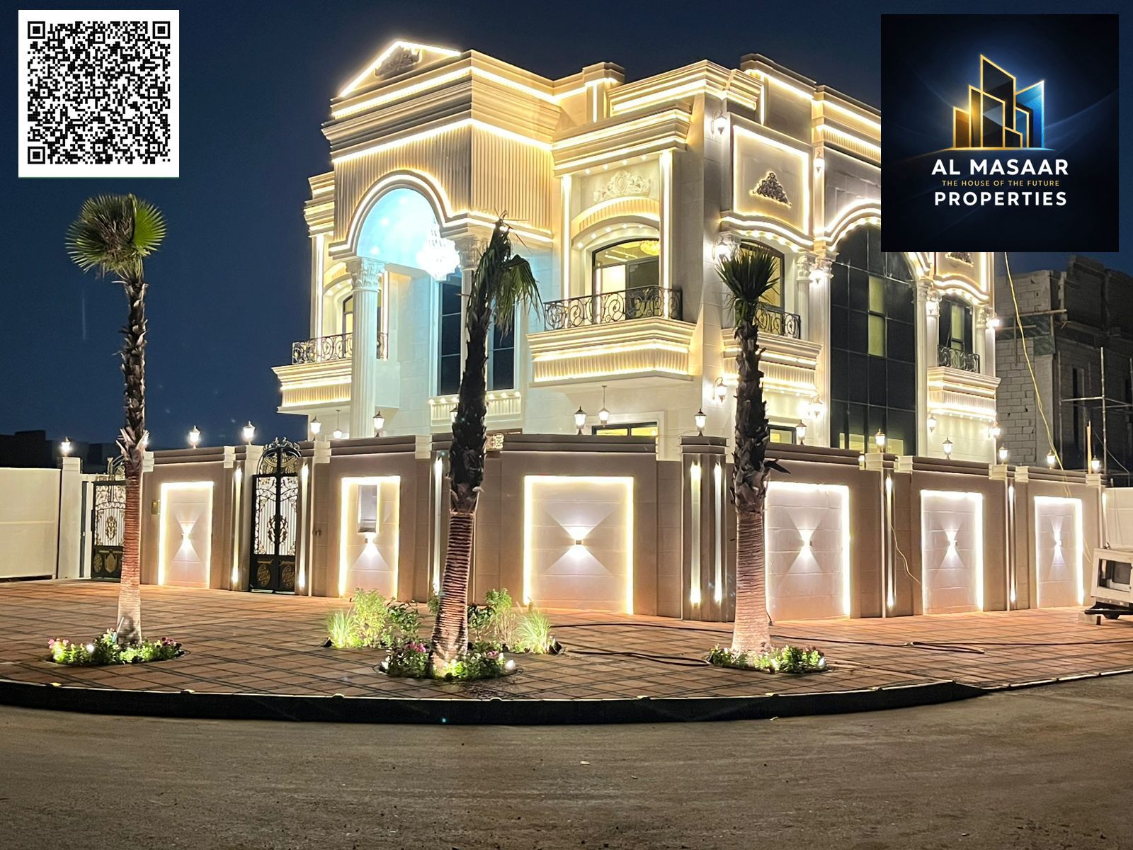 A corner villa with a luxurious classic design, including registration and ownership fees, a prime location close to all services, ready to move in im