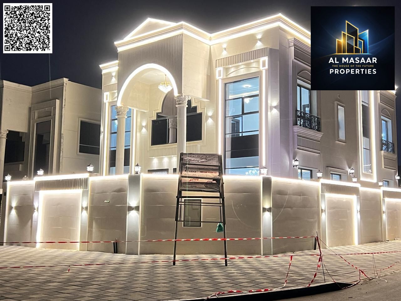 Corner villa on two streets, opposite Azha complex, two floors, roof, and garden, price including registration and ownership fees for all nationalitie