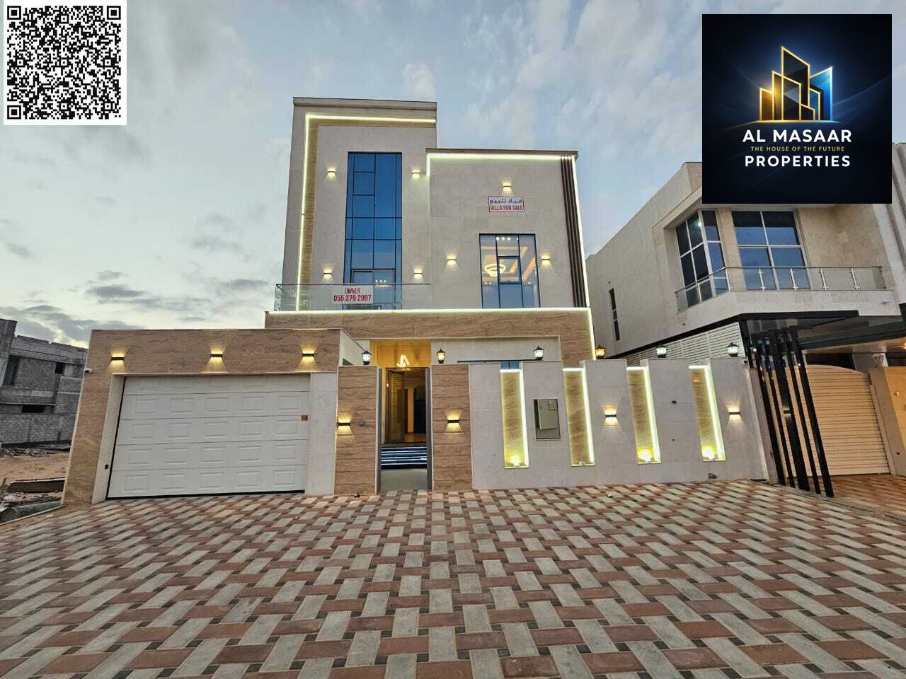 Luxury villa in Al Bahia, two floors and a roof, price includes registration and ownership fees for all nationalities